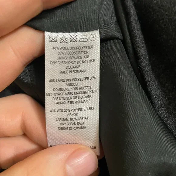 French Connection Asymmetrical Dark Gray Wool Blend Skirt with Bow + Pockets - Picture 5 of 5